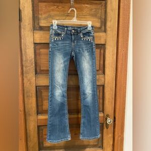 Grace in LA Girl’s Blue Bootcut Jeans with embroidered pockets